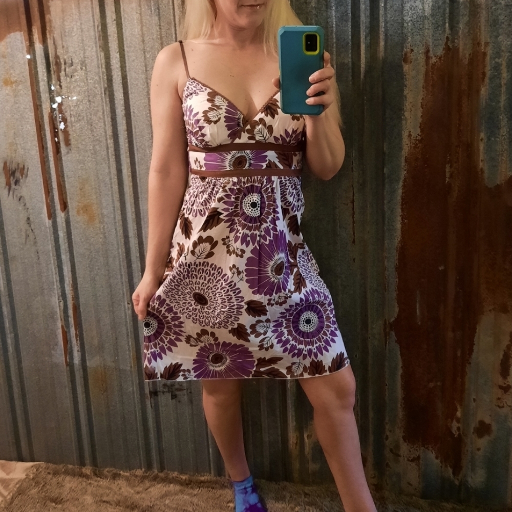 Bold Floral Print Halter Top Empire Above The Knee Ruby Rox Shift Dress